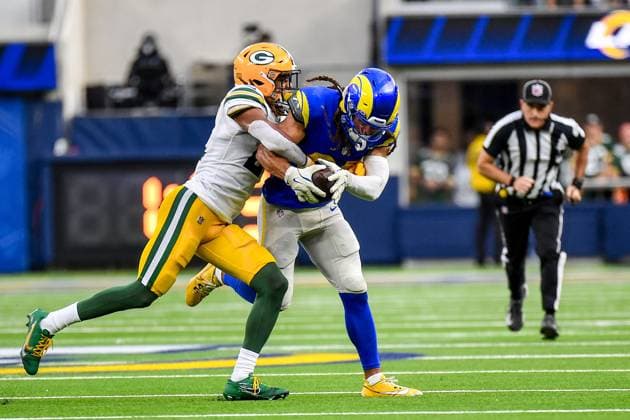 NFL, American Football Herren, USA 2024: Packers vs Rams OCT 06 October 6, 2024 Inglewood, CA.Los Angeles Rams wide receiver Jordan Whittington (88) makes the catch in action in the fourth quarter during the NFL football game. Green Bay Packers vs. Los Angeles Rams.Mandatory Photo Credit: Louis Lopez Cal Media (Credit Image: Â Louis Lopez Cal Sport Media) Inglewood California United States of America EDITORIAL USE ONLY Copyright: xx ZUMA-20241006_zma_c04_124.jpg LouisxLopezx csmphotothree303395