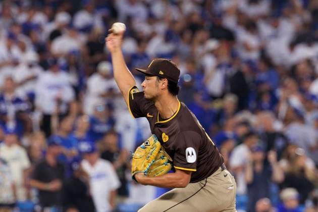 October 11, 2024, Los Angeles, California, USA: Starting pitcher, Yu Darvish 11 of the San Diego Padres during the NLDS Game 5 against the Los Angeles Dodgers on Friday October 11, 2024 at Dodger Stadium in Los Angeles, California. Dodgers defeat Padres, 2-0 to win the National League Division Series. JAVIER ROJAS PI Los Angeles USA - ZUMAp124 20241011_zaa_p124_027 Copyright: xJavierxRojasx