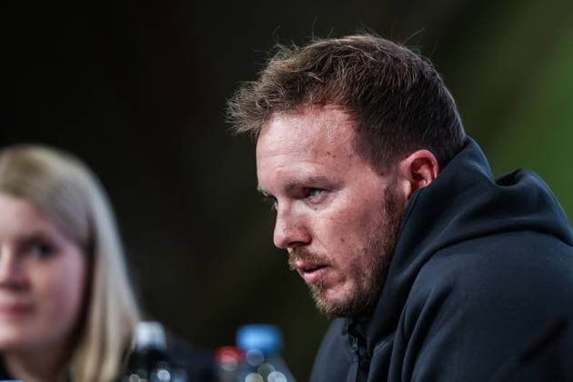 Sport, Football, UEFA Nations League Season 2024 2025 Group A3 Matchday 4 Final press conference Germany before the match against the Netherlands 13 10 2024, Allianz Arena Munich Julian Nagelsmann Coach Germany Munich Allianz Arena Bayern Germany