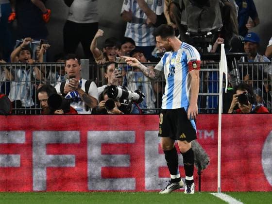 BUENOS AIRES, ARGENTINA - OCTOBER 15: Lionel Messi of Argentina celebrating after scoring the first goal of his team during a match between Argentina Vs Bolivia as part of World Cup 2026 Qualifiers at Estadio Mas Monumental on October 15, 2024 in BuenosAires, Argentina. Buenos Aires Buenos Aires Argentina Copyright: xIMAGOx xPhotoCero5x xLucianoxBisbalxPhotoCero5x
