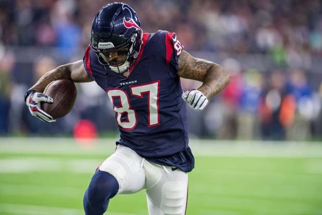 NFL, American Football Herren, USA 2018: Titans vs Texans NOV 26 November 26, 2018: Houston Texans wide receiver Demaryius Thomas (87) carries the ball during the 1st quarter of an NFL football game between the Tennessee Titans and the Houston Texans at NRG Stadium in Houston, TX. The Texans won the game 34 to 17...Trask Smith CSM Houston TX U.S. EDITORIAL USE ONLY Copyright: xx ZUMA-20181126_zaf_c04_248.jpg TraskxSmithx csmphototwo467651