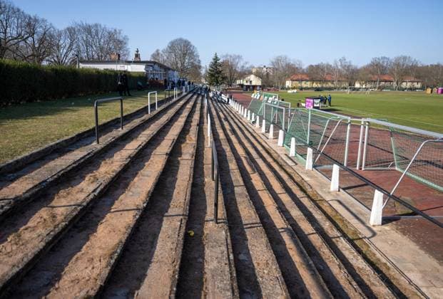 Soccer, Men, Season 2024 2025, COSY WASCH Landespokal Berlin Viertfinale , BFC Preussen SV Tasmania Berlin 3 0 , Overview Preussenstadion Malteserstraße Haupttribüne, 22 03 2025, Copyright: xMatthiasxKochx