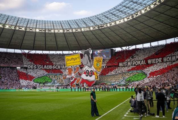 Soccer, Men, Season 2024 2025, COSY WASCH Berlin State Cup Final at Mommsenstadion, BSV Eintracht Mahlsdorf BFC Dynamo 0 2 , VfB fans in the Ostkurve, 24 05 2025, Copyright: xMatthiasxKochx