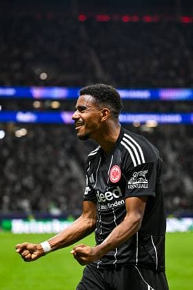 Ansgar Knauff Eintracht Frankfurt, 07 celebrates the goal for 5 1, GER, Eintracht Frankfurt vs Galatasaray Istanbul, Football, UEFA Champions League, League phase, Matchday 1, Matchday 2025 2026, 18 09 2025 GER, Eintracht Frankfurt vs Galatasaray Istanbul, Football, UEFA Champions League, League phase, Matchday 1, Matchday 2025 2026, 18 09 2025 Frankfurt am Main Copyright: xEibner-Pressefoto FlorianxWiegandx EP_FWD