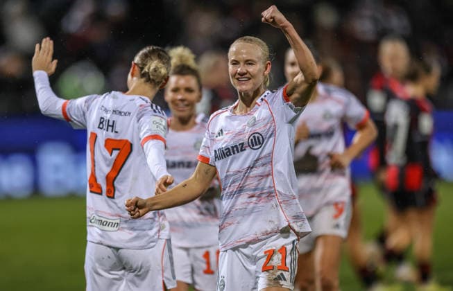 GER, Frankfurt, Eintracht Frankfurt vs FC Bayern Munich, Google Pixel Bundesliga, Football, DFB, Season 2025 2026, Stadion am Brentanobad, 12 Matchday in picture Pernille Harder Bayern Munich 21 scores the goal for 3 0, Cheers and emotions DFB DFL REGULATIONS PROHIBIT ANY USE OF PHOTOGRAPHS AS IMAGE SEQUENCES AND OR QUASI VIDEO, 07 12 2026 Copyright: HMBxMedia HendrikxHamelau