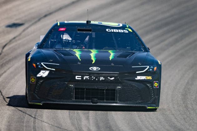 LAS VEGAS, NV - MARCH 15: Ty Gibbs ( 54 Joe Gibbs Racing Monster Energy Toyota) drives during the NASCAR, Motorsport, USA Cup Series Pennzoil 400 race on March 15, 2026, at Las Vegas Motor Speedway in Las Vegas, NV. (Photo by Karl Anderson Icon Sportswire) AUTO: MAR 15 NASCAR Cup Series Pennzoil 400 EDITORIAL USE ONLY Icon272260315188