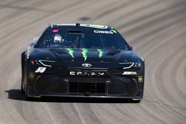LAS VEGAS, NV - MARCH 15: Ty Gibbs ( 54 Joe Gibbs Racing Monster Energy Toyota) drives during the NASCAR, Motorsport, USA Cup Series Pennzoil 400 race on March 15, 2026, at Las Vegas Motor Speedway in Las Vegas, NV. (Photo by Karl Anderson Icon Sportswire) AUTO: MAR 15 NASCAR Cup Series Pennzoil 400 EDITORIAL USE ONLY Icon272260315195