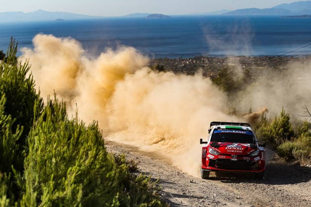 IPA86180799 - Driver Elfyn Evans and co-driver Scott Martin of the Toyota Gazoo Racing WRT team, driving a Toyota GR Yaris Rally1, are set to tackle the third day of the race during the FIA World Rally Championship WRC, Motorsport Rallye, WM EKO Acropolis Rally Greece 2026 on June 28 in Loutraki, Greece.  Copyright: xLucaxBarsali IPAxSportx xx 86180799