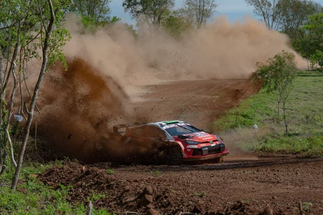 IPA87854918 - Driver Elfyn Evans and Co-Driver Scott Martin of the Toyota Gazoo Racing WRT team, driving the Toyota GR Yaris Rally1; Driver Elfyn Evans and Co-Driver Scott Martin of the Toyota Gazoo Racing WRT team, driving the Toyota GR Yaris Rally1,They took part in the shakedown during the FIA World Rally Championship WRC, Motorsport Rallye, WM Ueno Rally of Paraguay 2026 on August 27 in Encarnación, Paraguay  Copyright: xLucaxBarsali IPAxSportx xx 87854918