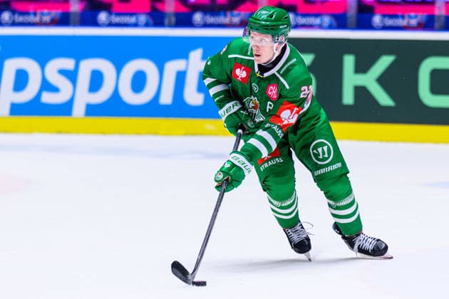 260903 Fredrik Olofsson of Rögle during the CHL game between HC Plzen and Rögle on September 3, 2026 in Plzen. Photo: Mathilda Schuler, BILDBYRAN. Code: MA MA1031. ice hockey, CHL, Champions Hockey League, HC Plzen, Rögle, Rögle BBENG. ice hockey, CHL, Champions Hockey League, HC Plzen, Rögle, Rögle BBENG. Copyright: MATHILDAxSCHULER BB260903MA138