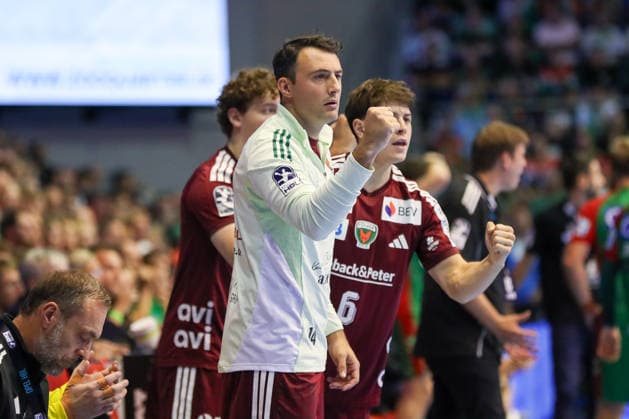 September 3, 2026, xgox, Handball: Opel HBL SC Magdeburg vs. Füchse Berlin (emspor), from left: Aitor Arino (Berlin), 14 (Magdeburg)