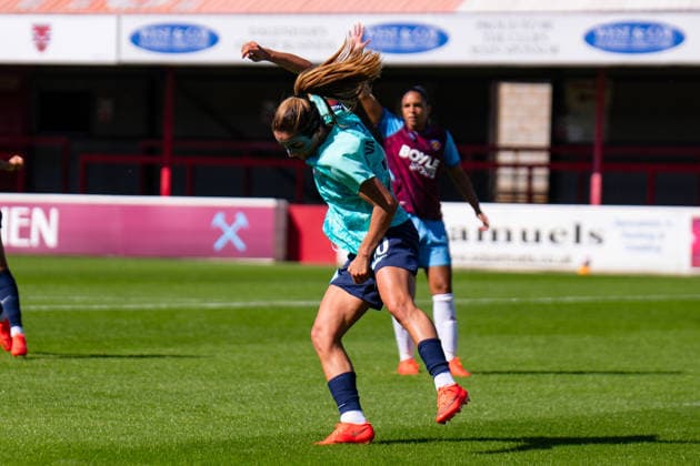 Barclays Women™s Super League match between West Ham United and London City Lionesses LONDON, ENGLAND - SEPTEMBER 12: Danielle van de Donk of London City Lionesses during the Barclays Women™s Super League match between West Ham United and London City Lionesses at Chigwell Construction Stadium on September 12, 2026 in London, England (Photo by Nina Farooqi beanhive) London United Kingdom Copyright: xNinaxFarooqix