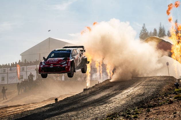 IPA88531841 - Driver Elfyn Evans and co-driver Scott Martin of the Toyota Gazoo Racing WRT team, driving a Toyota GR Yaris Rally1, are in 4th place on the fourth day of the FIA World Rally Championship WRC, Motorsport Rallye, WM Rally Chile Biobío 2026 on September 13 in Concepción, Chile.  Copyright: xLucaxBarsali IPAxSportx xx IPA88531841