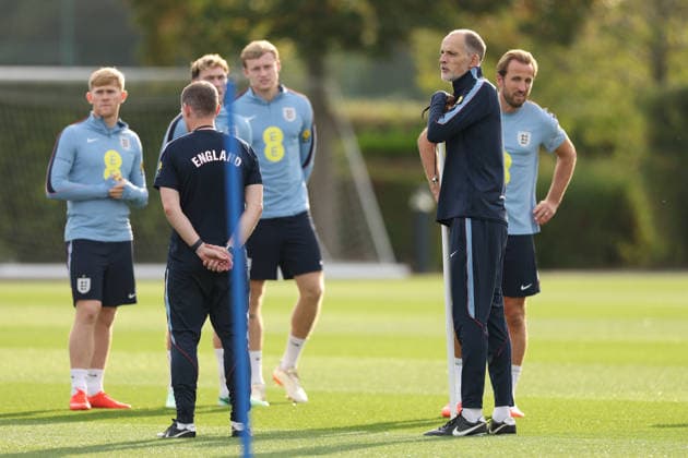 England MD-1 Training, Nations League Thomas Tuchel, Manager of England speaks to the players during the England MD-1 training session ahead of the 2026 27 UEFA Nations League Group A3 match vs Spain, Tottenham Hotspur Training Ground, Enfield, England on 25 September 2026 Credit: Tiego Grenho Every Second Media Editorial use only. All images are copyright Every Second Media Limited. No images may be reproduced without prior permission. Copyright: xIMAGO EveryxSecondxMediax ESM-2188-0061 TiegoxGrenhox xEveryxSecondxMediax