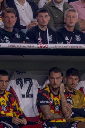 Munich, Germany October 1, 2026 UEFA Nations League 2026–2027 League Phase Group A2 Match 3 Germany vs. Serbia Pictured, second from left: Felix Keidel (GER) in the stands. DFB and DFL regulations prohibit any use of photographs as image sequences and or quasi-video. Allianz Arena, Bayern Copyright: xFotostandx xSchäferx