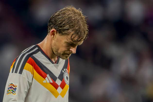 Munich, Germany October 1, 2026 UEFA Nations League 2026–2027 League Phase Group A2 Match 3 Germany vs. Serbia Pictured: Maximilian Mittelstädt (GER) looking dissatisfied on the field. DFB and DFL regulations prohibit any use of photographs as image sequences and or quasi-video. Allianz Arena, Bayern Copyright: xFotostandx xSchäferx