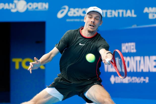 October 3, 2026, Tokyo, Japan: Denis Shapovalov (Canada) returns a shot against Alejandro Tabilo (Chile) during their Round of 16 match at the Kinoshita Group Japan Open Tennis Championships at Ariake Colosseum in Tokyo. The tournament runs from September 29 to October 6. Shapovalov won 7-5, 3-6, 6-4. Tokyo Japan - ZUMAm191 20261003_aap_m191_011 Copyright: xRodrigoxReyesxMarinx