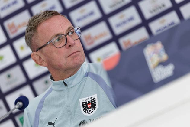 SOCCER - NL, KOS vs AUT PRISTINA,KOSOVO,03.OCT.26 - SOCCER - UEFA Nations League, OEFB international match, Länderspiel, Nationalmannschaft Kosovo vs Austria, preview, press conference, PK, Pressekonferenz team AUT. Image shows head coach Ralf Rangnick (AUT). GEPAxpictures xArminxRauthner