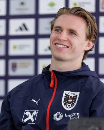 SOCCER - NL, KOS vs AUT PRISTINA,KOSOVO,03.OCT.26 - SOCCER - UEFA Nations League, OEFB international match, Länderspiel, Nationalmannschaft Kosovo vs Austria, preview, press conference, PK, Pressekonferenz team AUT. Image shows Patrick Wimmer (AUT). GEPAxpictures xArminxRauthner