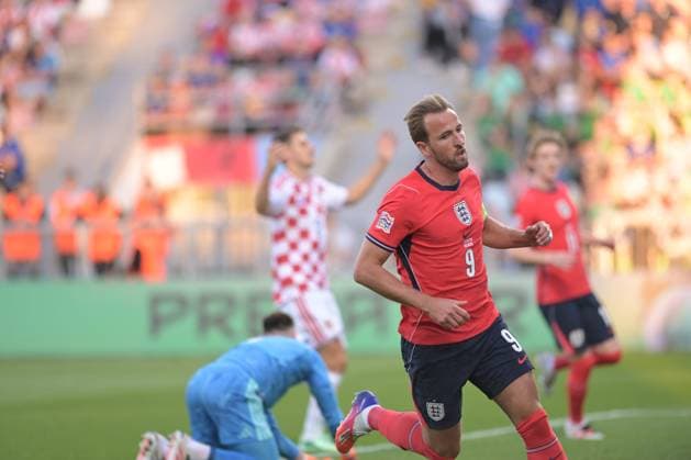 UEFA Nations League League A, Group C, Round 3, 2026–27, soccer match between Croatia and England, Dean Sculac Rujevica Stadium, Rijeka, Croatia, October 3, 2026: Harry Kane of England celebrates his goal during the UEFA Nations League League A, Group C, Round 3, 2026–27, soccer match between Croatia and England at Dean Sculac Rujevica Stadium in Rijeka, Croatia, October 3, 2026 Copyright: xBEAUTIFULxSPORTS Stanusicx