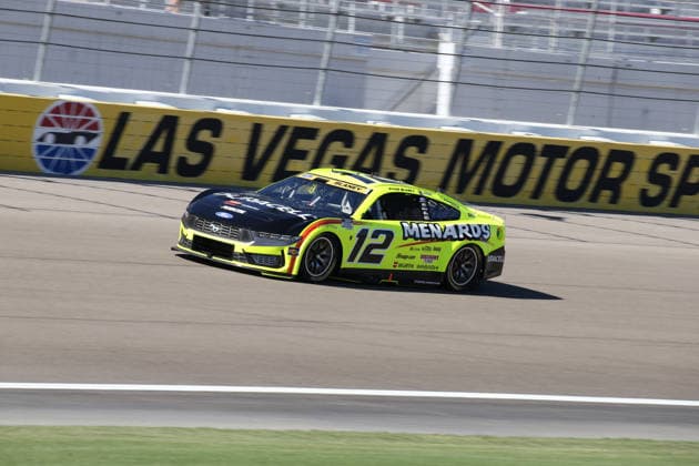LAS VEGAS, CA - OCTOBER 03: Ryan Blaney ( 12 Team Penske Menards Duracell Ford) during practice for the South Point 400 NASCAR, Motorsport, USA Cup Series Playoffs race on October 3, 2026, at Las Vegas Motor Speedway in Las Vegas, NV. (Photo by Matthew Bolt LVMS Icon Sportswire) AUTO: OCT 03 NASCAR Cup Series Playoffs South Point 400 EDITORIAL USE ONLY Icon26100303976