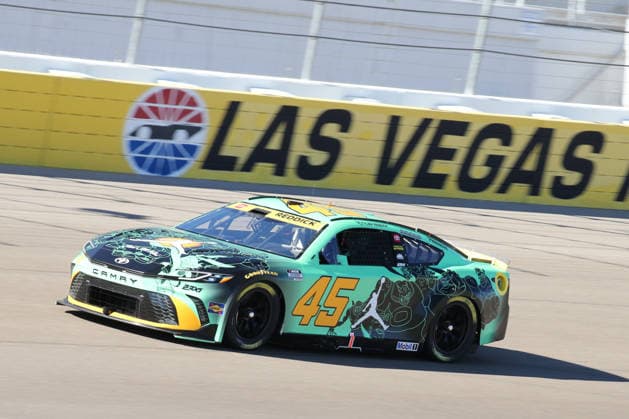 LAS VEGAS, CA - OCTOBER 03: Tyler Reddick ( 45 23XI Racing Jordan Brand Toyota) during qualifying for the South Point 400 NASCAR, Motorsport, USA Cup Series Playoffs race on October 3, 2026, at Las Vegas Motor Speedway in Las Vegas, NV. (Photo by Matthew Bolt LVMS Icon Sportswire) AUTO: OCT 03 NASCAR Cup Series Playoffs South Point 400 EDITORIAL USE ONLY Icon26100304587