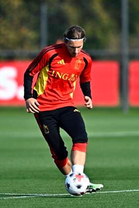 France v Belgium - UEFA Nations League 2026 Media Activities 04 10 2026 TUBIZE, BELGIUM - OCTOBER 04 : Godts Mika forward of Belgium pictured during a training session ahead of the UEFA Nations League tournament league phase matchday 4 group A1 match between France and Belgium on October 4, 2026 in Tubize, Belgium, 04 10 2026 Tubize Belgium Copyright: xTomasxSiskx
