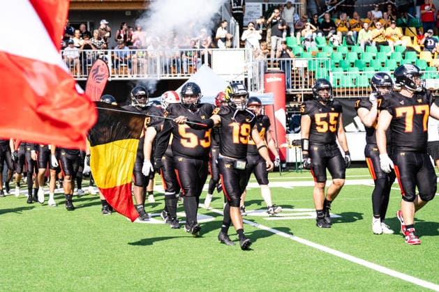 AMERICAN FOOTBALL - IFAF EC, AUT vs BEL SALZBURG,AUSTRIA,04.OCT.26 - AMERICAN FOOTBALL - IFAF European Championship, EM, Europameisterschaft Austria vs Belgium. Image shows the team of BEL. GEPAxpictures xJulioxArellano