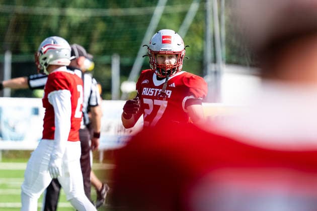 AMERICAN FOOTBALL - IFAF EC, AUT vs BEL SALZBURG,AUSTRIA,04.OCT.26 - AMERICAN FOOTBALL - IFAF European Championship, EM, Europameisterschaft Austria vs Belgium. Image shows Vito Millauer (AUT).  GEPAxpictures xJulioxArellano
