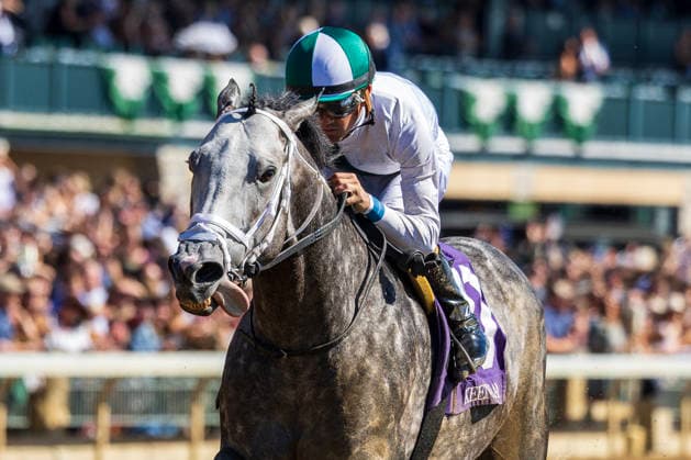 October 3, 2026, Lexington, Kentucky, USA: Who Dey (10) ridden by Brian Hernandez Jr. wins an allowance optional claiming race at Keeneland Race Course on October 3, 2026. Eclipse Sportswire CSM HORSE RACING 2026: Coolmore Turf Mile Day Keeneland OCT 03 - ZUMAcs17 20261003_faf_cs17_333 Copyright: xCaseyxLaughterx
