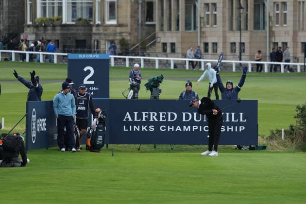 RECORD DATE NOT STATED 4th October 2026; Old Course at St Andrews, St Andrews, Scotland; DP World Tour Golf, Alfred Dunhill Links Championship, Final Day; Casey Jarvis plays his tee shot on the 2nd hole AlecxBrown
