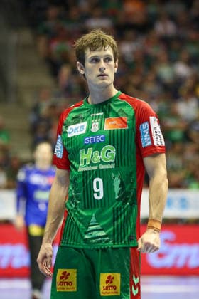 October 4, 2026, xgox, Handball: Opel HBL SC Magdeburg vs. HC Erlangen emspor, from left: Oskar Vind Rasmussen (Magdeburg), 9 (Magdeburg)