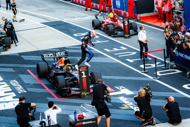 2026 Malaysian Grand Prix - Max Verstappen MAX VERSTAPPEN 1 (NED) of Oracle Red Bull Racing (Red Bull Racing RB22) celebrating his win on Sunday Race Day during the 2026 Formula 1 Gulf Air Bahrain Grand Prix in Malaysia at Sepang International Circuit in Kuala Lumpur, Malaysia, on October 4, 2026. Photo by Antoine LAPEYRE Reveries Agency ABACAPRESS.COM Kuala Lumpur Malaysia  Copyright: xAntoinexLapeyre ReveriesxAgency ABACAx