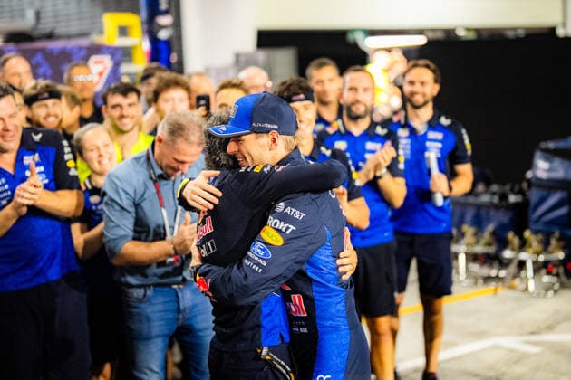 2026 Malaysian Grand Prix - Max Verstappen celebration of MAX VERSTAPPEN 1 (NED) of Oracle Red Bull Racing (Red Bull Racing RB22) win with the red bull team in front of their garage with LAURENT MEKIES (FRA) Team Principal of Oracle Red Bull Racing (Red Bull Racing RB22) on Sunday Race Day during the 2026 Formula 1 Gulf Air Bahrain Grand Prix in Malaysia at Sepang International Circuit in Kuala Lumpur, Malaysia, on October 4, 2026. Photo by Antoine LAPEYRE Reveries Agency ABACAPRESS.COM Kuala Lumpur Malaysia  Copyright: xAntoinexLapeyre ReveriesxAgency ABACAx