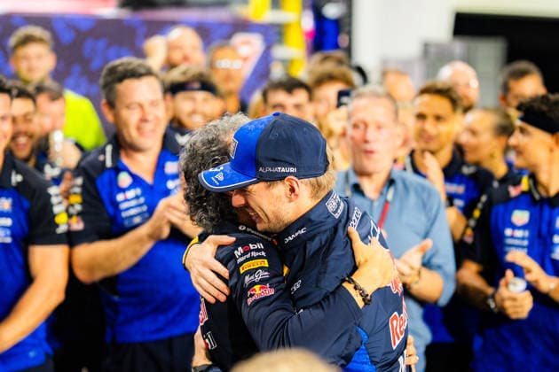 2026 Malaysian Grand Prix - Max Verstappen celebration of MAX VERSTAPPEN 1 (NED) of Oracle Red Bull Racing (Red Bull Racing RB22) win with the red bull team in front of their garage with LAURENT MEKIES (FRA) Team Principal of Oracle Red Bull Racing (Red Bull Racing RB22) on Sunday Race Day during the 2026 Formula 1 Gulf Air Bahrain Grand Prix in Malaysia at Sepang International Circuit in Kuala Lumpur, Malaysia, on October 4, 2026. Photo by Antoine LAPEYRE Reveries Agency ABACAPRESS.COM Kuala Lumpur Malaysia  Copyright: xAntoinexLapeyre ReveriesxAgency ABACAx