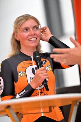 Cycling and Coffee - Lotto Intermarche - Charles Liegeois THIMISTER, BELGIUM - OCTOBER 04 : Vervloet Sterre (NED) of Lotto Intermarche Ladies during the Cycling and Coffee - Lotto Intermarche - Charles Liegeois Fan Day on October 4, 2026 in Thimister, Belgium, 04 10 2026 ( Thimister Belgium Copyright: xSesx