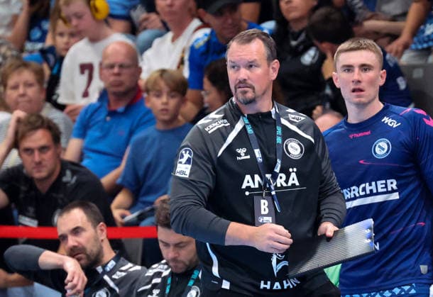 October 4, 2026, Germany, Stuttgart, Opel HBL, 2026–2027 Bundesliga, TVB Stuttgart vs. TBV Lemgo Lippe, TVB Coach Misha Kaufmann
