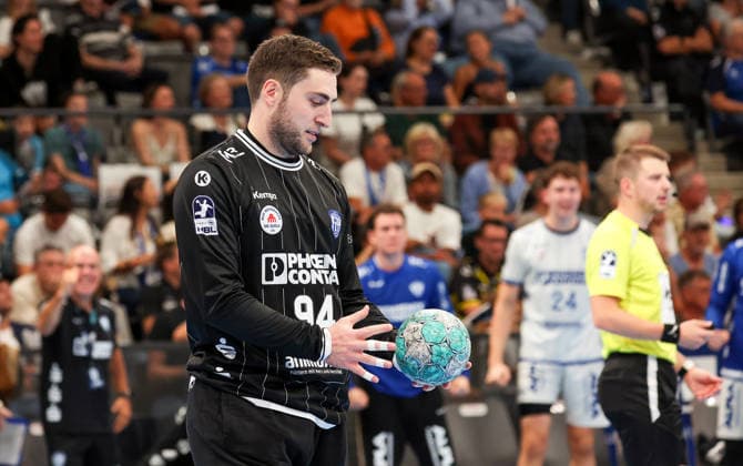 October 4, 2026, Germany, Stuttgart, Opel HBL, 2026–2027 Bundesliga, TVB Stuttgart vs. TBV Lemgo Lippe, Domenico Ebner (TBV)