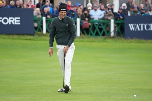 RECORD DATE NOT STATED 4th October 2026; Old Course at St Andrews, Mount Melville, Scotland; DP World Tour Golf, Alfred Dunhill Links Championship, Final Day; Adrian Meronk reacts to missing a birdie putt on the 18th hole at The Old Course at St Andrews and leads the tournament on 20 under par AlecxBrown