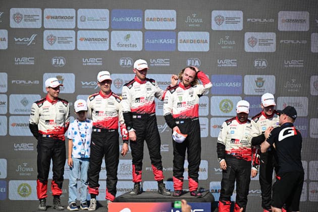 FIA WRC, Motorsport Rallye, WM 2026: Rally Italia Sardegna - Day 4 Sebastien Ogier (FRA) and Vincent Landais (FRA), Oliver Solberg (SWE) and Elliott Edmondson (GBR),Sami Pajari (FIN) and Marko Salminen (FIN), during the FIA WRC RALLY ITALIA SARDEGNA in Alghero, Italy on 1-4 October, 2026. Alghero Sardinia Italy Copyright: xFedericoxManonix originalFilename:manoni-notitle261004_npZoX