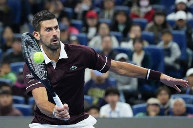 (261004) -- BEIJING, Oct. 4, 2026 -- Novak Djokovic competes during the men s singles quarterfinal match between Alexander Zverev of Germany and Novak Djokovic of Serbia at 2026 China Open tennis tournament in Beijing, China, Oct. 4, 2026. ) (SP)CHINA-BEIJING-TENNIS-CHINA OPEN-MEN S SINGLES(CN) JuxHuanzong