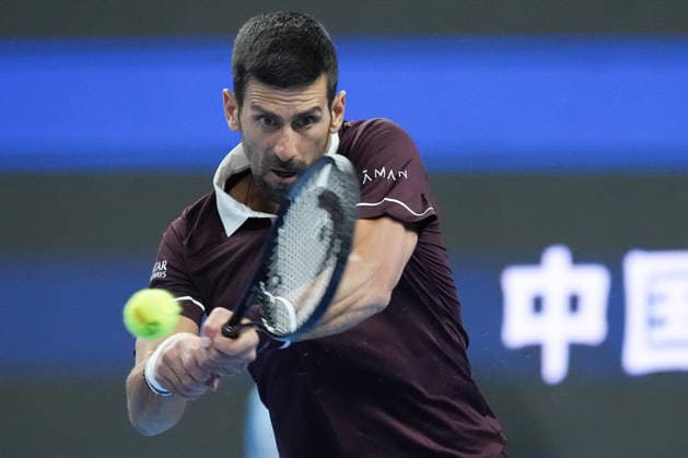 (261004) -- BEIJING, Oct. 4, 2026 -- Novak Djokovic competes during the men s singles quarterfinal match between Alexander Zverev of Germany and Novak Djokovic of Serbia at 2026 China Open tennis tournament in Beijing, China, Oct. 4, 2026. ) (SP)CHINA-BEIJING-TENNIS-CHINA OPEN-MEN S SINGLES(CN) JuxHuanzong