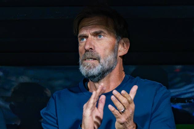 Nations League, Group A, Matchday 4, Greece vs. Germany at Toumba Stadium in Thessaloniki; Jürgen Klopp leads the German team in singing the national anthem Copyright: xBahhoxKarax