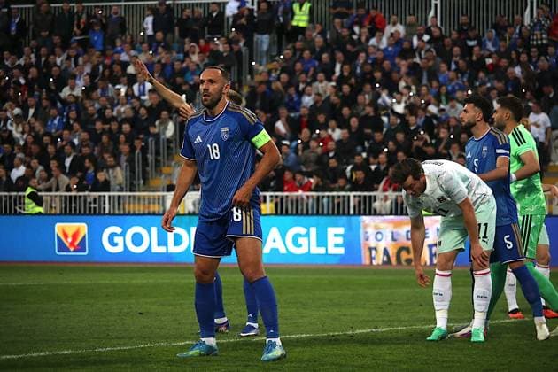 Kosovo v Austria - UEFA Nations League PRISTINA, KOSOVO - OCTOBER 4: Vedat Muriqi (18) of Kosovo in action during the UEFA Nations League B match between the Kosovo and Austria at Fadil Vokrri Stadium in Baka Pristina, Kosovo, on October 04, 2026. Erkin Keci Anadolu Pristina Kosovo. Editorial use only. Please get in touch for any other usage. Copyright: x2026xAnadoluxErkinxKecix