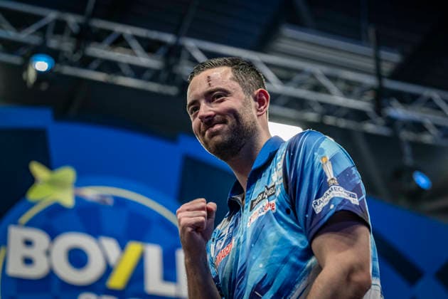 RECORD DATE NOT STATED 4th October 2026; Mattioli Arena, Leicester, England; PDC World Grand Prix Darts, World Grand Prix, Final Day; Luke Humphries celebrates winning the Boyle Sports World Grand Prix against Gerwyn Price GodfreyxPitt