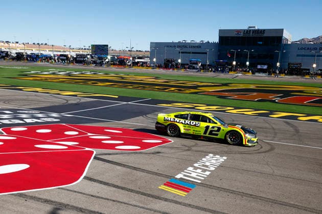 LAS VEGAS, CA - OCTOBER 04: Ryan Blaney ( 12 Team Penske Menards Duracell Ford) during the South Point 400 NASCAR, Motorsport, USA Cup Series Chase playoff race on October 4, 2026 at Las Vegas Motor Speedway in Las Vegas, NV. (Photo by Jeff Speer LVMS Icon Sportswire) AUTO: OCT 04 NASCAR Cup Series Playoffs South Point 400 EDITORIAL USE ONLY Icon26100416704