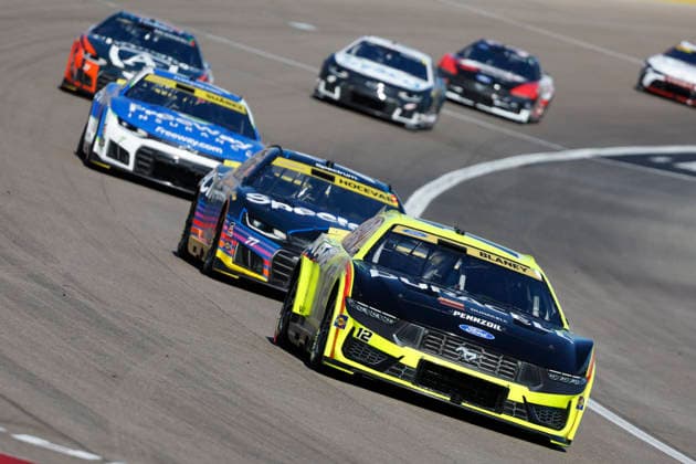 LAS VEGAS, CA - OCTOBER 04: Ryan Blaney ( 12 Team Penske Menards Duracell Ford) during the South Point 400 NASCAR, Motorsport, USA Cup Series Chase playoff race on October 4, 2026 at Las Vegas Motor Speedway in Las Vegas, NV. (Photo by Jeff Speer LVMS Icon Sportswire) AUTO: OCT 04 NASCAR Cup Series Playoffs South Point 400 EDITORIAL USE ONLY Icon26100419969