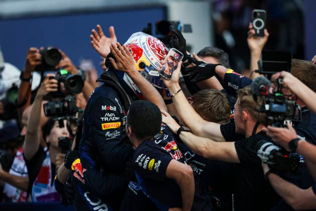 F1 - BAHRAIN GRAND PRIX IN MALAYSIA 2026 VERSTAPPEN Max (nld), Red Bull Racing Ford RB22, portrait celebrates his victory during the 2026 Formula 1 Bahrain Grand Prix in Malaysia, 16th round of the 2026 Formula One World Championship, WM, Weltmeisterschaft from October 2 to 4, 2026 on the Sepang International Circuit, in Sepang, Malaysia - SepangMalaysia  Copyright: xXavixBonillax