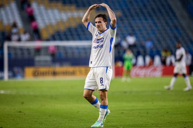 Los Angeles Galaxy v Cruz Azul Frindly Match Agustin Palavecino 8 of Cruz Azul celebrating after scoring a goal during the friendly football match between Los Angeles Galaxy and Cruz Azul at Dignity Health Park. on October 4, 2026 in Carson, California. (Photo by Arturo Cordero Eyepix Group) Copyright: xArturoxCordero xEyepixxGroupx AC_04102026_198242