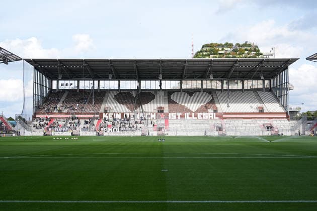 October 3, 2026, xydrx, Men s, Soccer, Friendly Match, FC St. Pauli vs. Borussia Mönchengladbach, 2026–2027 Season, Millerntor Stadium, Overview of the North Stand. DFB regulations prohibit any use of photographs as image sequences and or quasi-video. Copyright: HMBxMedia YannisxDreimann